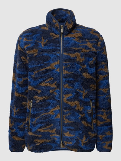 Matinique Fleecejack met camouflagemotief en opstaande kraag Marineblauw - 2