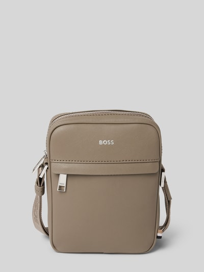 BOSS Umhängetasche mit Label-Print Modell 'Zair' Taupe 2