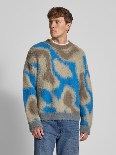 CK Calvin Klein Regular Fit Strickpullover aus Alpaka-Woll-Mix mit Motiv-Print Mittelgrau Melange 4