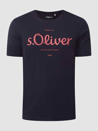 s.Oliver RED LABEL T-shirt o kroju regular fit z nadrukiem z logo  Granatowy 2