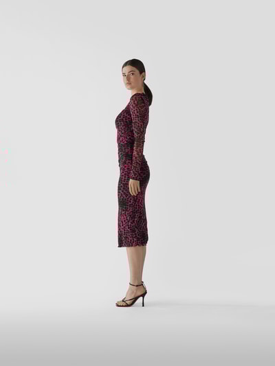 Diane von Furstenberg Midikleid mit Allover-Muster Pink meliert 4