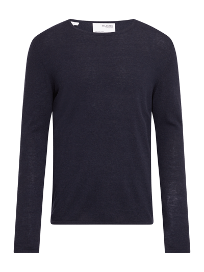 SELECTED HOMME Sweter z bawełną ekologiczną model ‘Rome’ Jeansowy niebieski 1