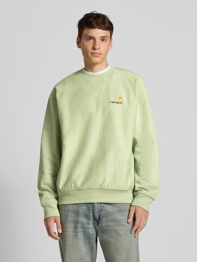Carhartt Work In Progress Sweatshirt mit Rundhalsausschnitt und Label-Stitching Hellgruen 4