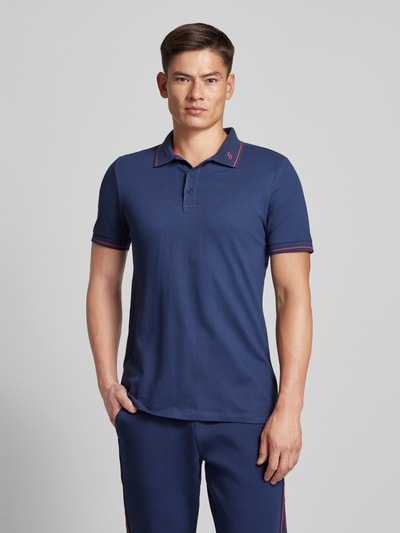 Joy Slim fit poloshirt met logostitching, model 'G-Style' Donkerblauw - 4