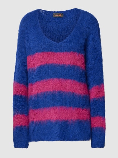 miss goodlife Gebreide pullover met streepmotief van een mix van wol en alpaca Marineblauw - 2