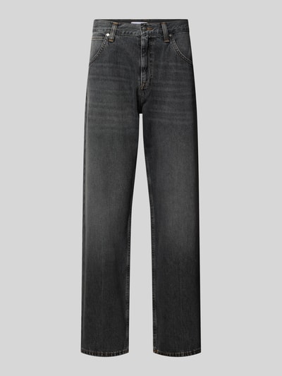 Produktfoto, Straight Fit Jeans aus reiner Baumwolle Modell 'TYRELL' von Edwin in Dunkelgrau, 5-Pocket-Design, sichtbare Struktur, Herren Jeans
