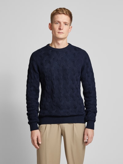 SELECTED HOMME Strickpullover mit Strukturmuster Modell 'CALLIS' Dunkelblau 4