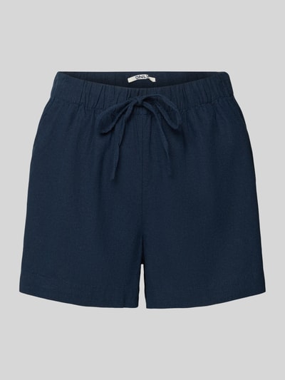 Produktfoto, granatowe Relaxed Fit Bermudas aus Viskose-Leinen-Mix Modell 'GOA' von Only, flammgarn, sznurek, kieszenie z boku