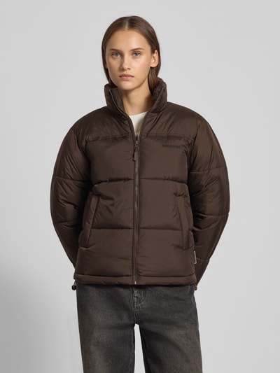 Review Steppjacke mit Label-Stitching Dunkelbraun 4