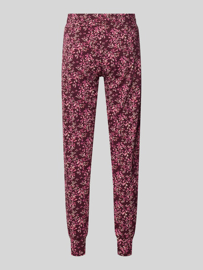 Produktfoto, Pyjama-Hose im Allover-Look von SKINY in Bordeaux mit rosa Muster, elastischer Bund, Baumwoll-Elasthan-Mix, Regular Fit