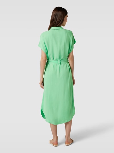 Object Midi-jurk van een mix van viscose en linnen, model 'ADIL' Groen - 5
