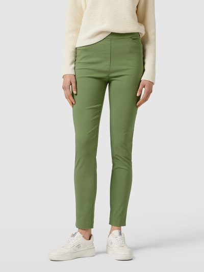 Christian Berg Woman Slim fit stoffen broek met paspelzakken Rietgroen - 4