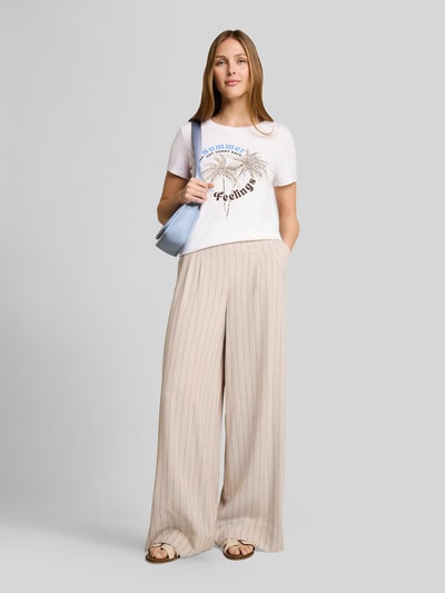 Tom Tailor Denim Regular Fit T-Shirt aus reiner Baumwolle mit Motiv-Print Weiss 1