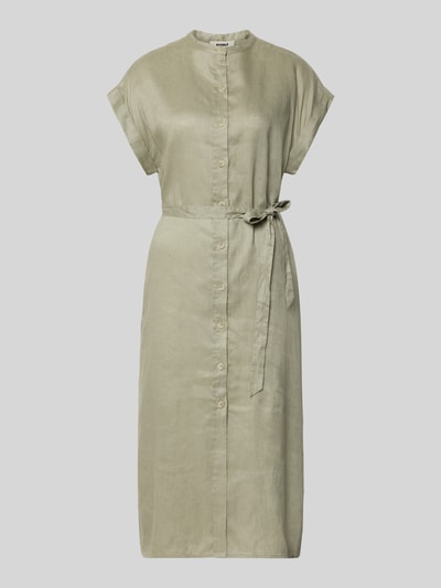 Produktfoto, Hemdblusenkleid aus Leinen mit Bindegürtel Modell 'AMATISTA' von ECOALF, Midikleid in hellem Beige, gerade Form, glatte Textur