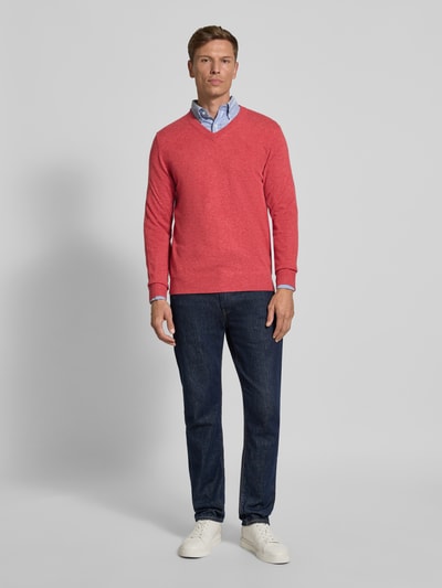 Christian Berg Men Strickpullover aus Wolle-Kaschmir-Mix mit V-Ausschnitt Metallic Rosa Melange 1