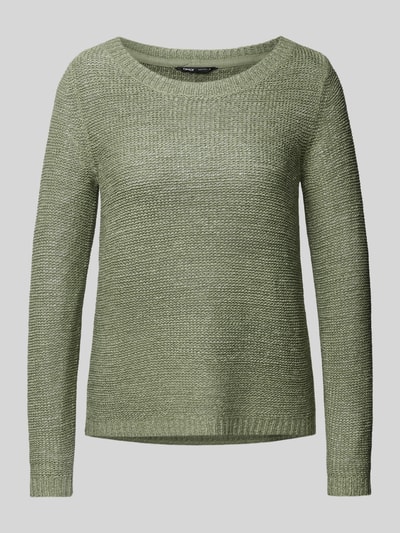 Only Gebreide pullover met ronde hals, model 'GEENA' Rietgroen - 2