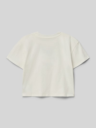 Produktfoto, T-Shirt mit Motiv- und Statement-Stitching von GAP, weiß, reine Baumwolle, Straight Fit, gerippter Rundhalsausschnitt, Rückansicht