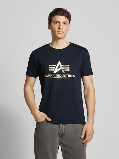 Alpha Industries T-Shirt mit Label-Print Metallic Black Melange 4