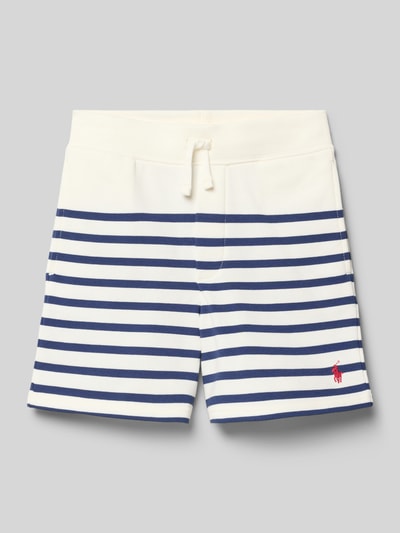 Produktfoto, Regular Fit Sweatshorts aus Baumwoll-Mix von Polo Ralph Lauren Teens, gestreift mit Logo-Stitching, Sweat-Optik, elastischer Bund und seitliche Taschen, Allover-Muster