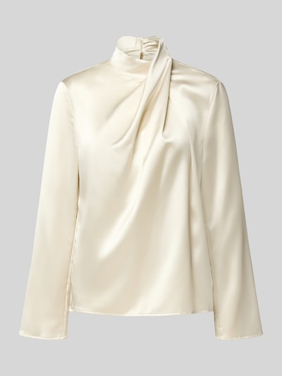 Produktfoto, cremefarbene Regular Fit Langarmbluse aus Satin von Jake*s Collection mit glatter, glänzender Oberfläche
