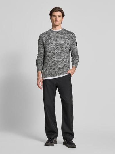 Tom Tailor Denim Sweter z dzianiny kroju regular fit z mieszanki bawełny Czarny 1