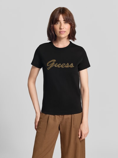 GUESS T-Shirt mit Logo aus Perlen Black 4