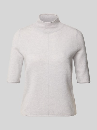 Produktfoto, lichtgrijze gebreide pullover van kasjmier met 1/2-mouwen, opstaande kraag, regular fit van Christian Berg Woman, ruglengte maat S 50 cm, mouwlengte maat S 33 cm