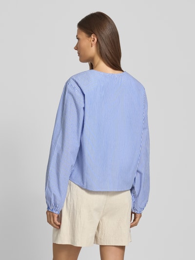 Christian Berg Woman Relaxed Fit Langarmbluse aus reiner Baumwolle mit Schnürverschluss Blau 5