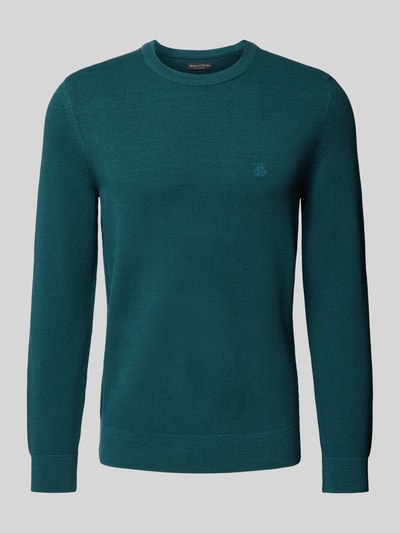 Marc O'Polo Gebreide pullover met labelstitching Petrol - 2