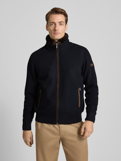 bugatti Cardigan met bontkraag en ritssluiting Marineblauw - 4