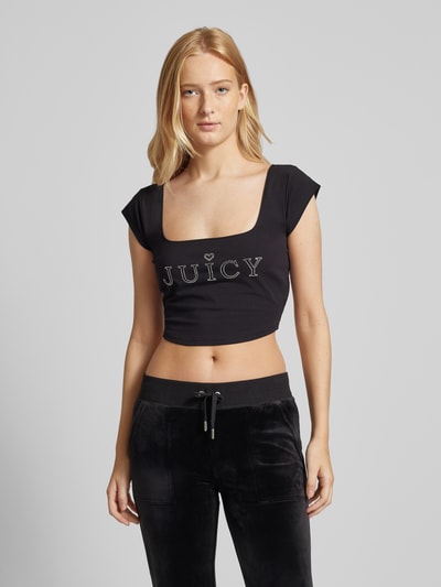 Juicy Couture Kort T-shirt met vierkante hals, model 'REGAL' Zwart - 4