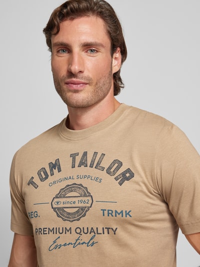 Tom Tailor Herren T-Shirt mit Statement-Print Mittelbraun 3