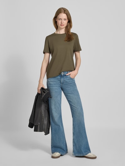 Vero Moda T-shirt o kroju regular fit z czystej bawełny model ‘PAULINA’  Oliwkowy 1