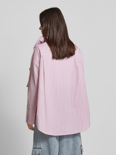 Essentiel Regular fit strikblouse met opstaande kraag Roze - 5