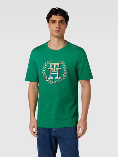 Tommy Hilfiger Regular fit T-shirt met labelstitching Lichtgroen - 4