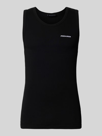 Produktfoto, tanktop met gestikt logo en ronde hals uit katoenmix met stretch, nauwsluitend model, fijnrib, ruglengte maat M 69 cm, Tanktop met Logo-Stitching en Rundhalsausschnitt van Pegador