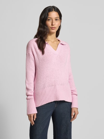 Fynch-Hatton Strickpullover mit V-Ausschnitt Hellrosa 4