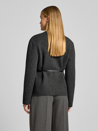 Jake*s Collection Offene Strickjacke mit Lammwoll-Anteil Dunkelgrau Melange 5