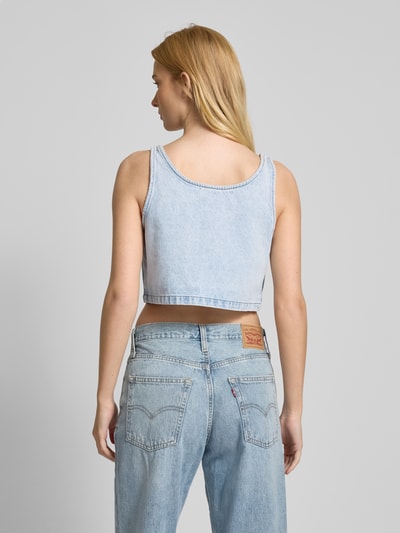 Karo Kauer Crop Top in Denim-Optik Jeansblau 5