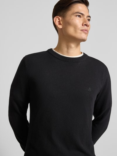 Marc O'Polo Sweter z dzianiny o kroju regular fit z mieszanki bawełny i żywej wełny Czarny 3