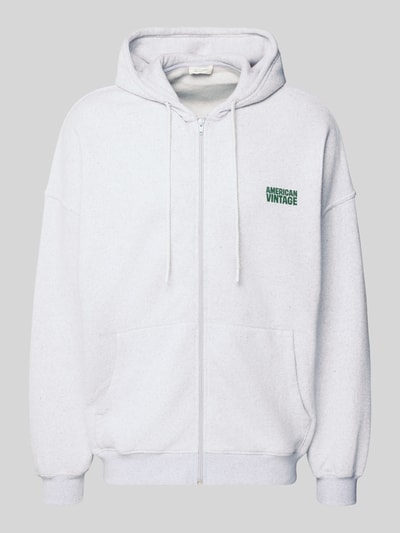 American Vintage Sweatjack met capuchon, model 'BAPTOWN' Lichtgrijs gemêleerd - 2