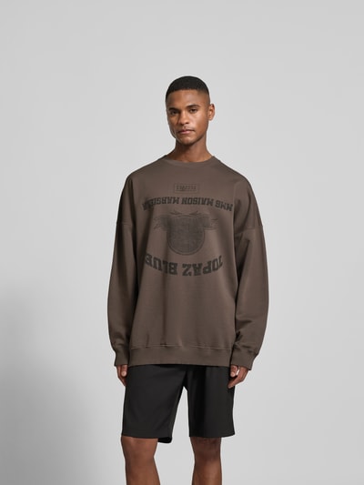 MM6 Maison Margiela Oversized Sweatshirt mit Logo-Print Hellbraun 4