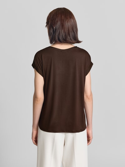 VILA T-Shirt aus Satin mit Rundhalsausschnitt Modell 'ELLETTE' Dunkelbraun 5