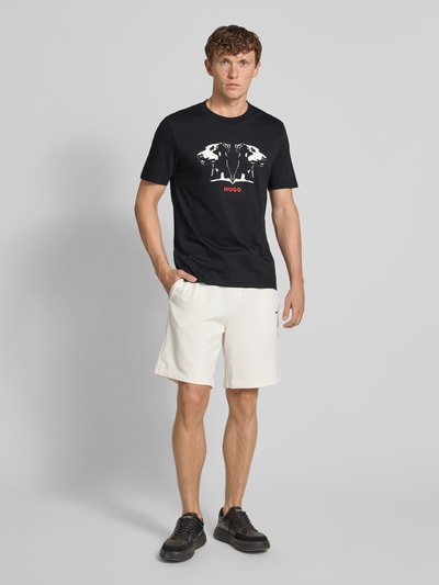 HUGO T-shirt met motief- en labelprint, model 'Dobero' Zwart - 1
