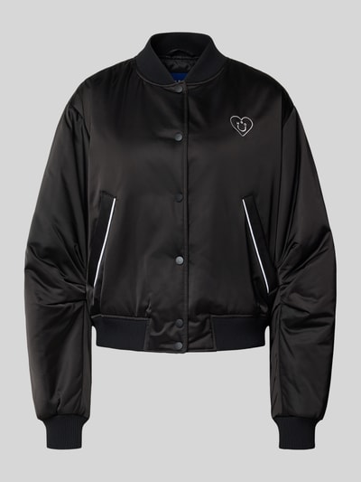 Hugo Blue Kurtka baseballowa o kroju regular fit z haftem Happy Hugo model ‘FELINAH’ Czarny 2