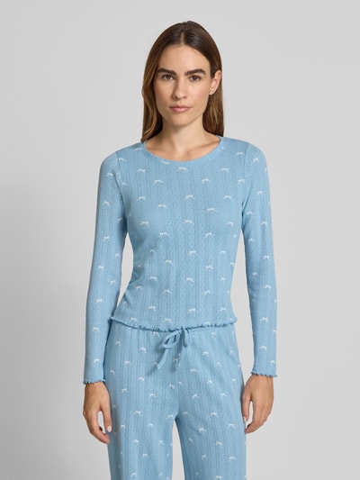 Jake*s Casual Pyjamabovendeel met ajourpatroon Lichtblauw - 4