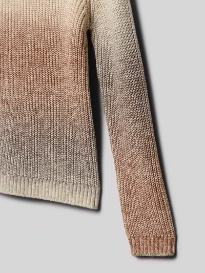 s.Oliver RED LABEL Regular Fit Strickpullover aus geripptem Baumwoll-Mix Hellbraun 2
