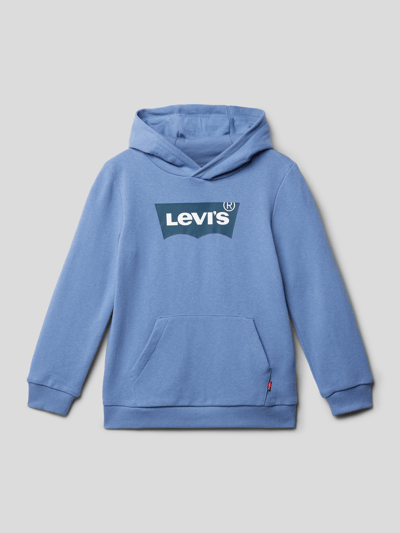 Levi’s® Kids Bluza z kapturem i nadrukiem z logo, model „BATWING” Błękitny 1