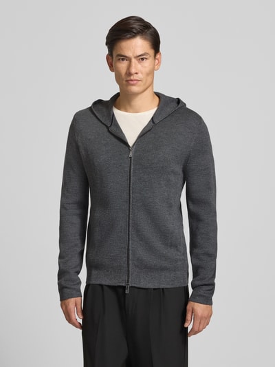 Christian Berg Men Regular Fit Strickjacke mit Lanawoll-Anteil Graphit Melange 4
