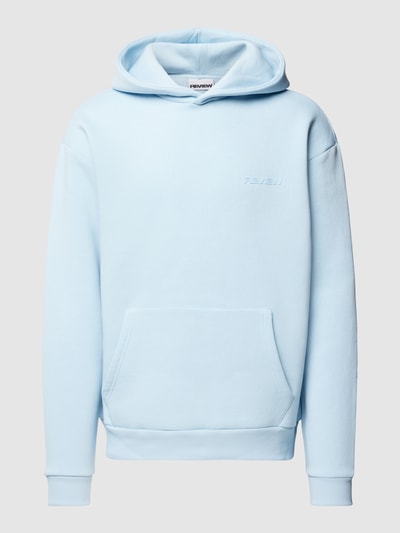 REVIEW Hoodie mit Label-Applikation  Eisblau 2